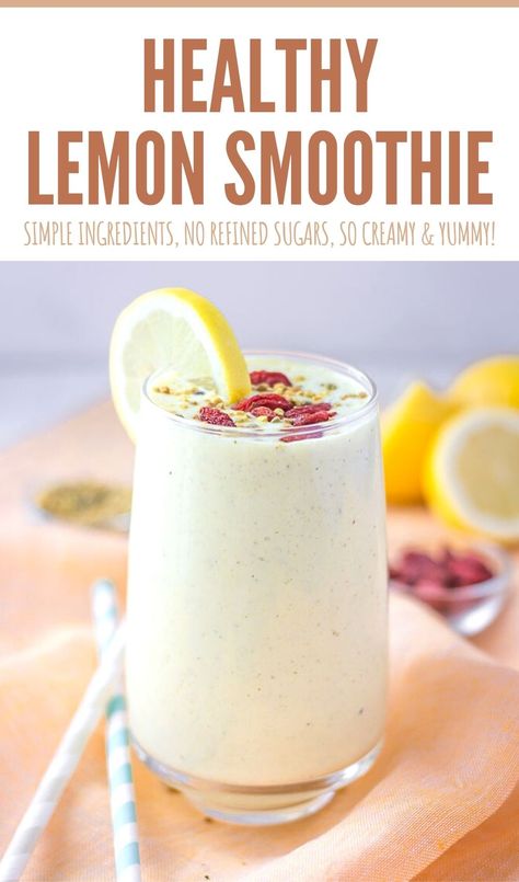 Lemon Smoothie Healthy, Breakfast Smoothie Without Banana, Smoothies With Lime, Whole Lemon Smoothie, Smoothie Recipes Lemon, Smoothies With Lemon, Lemon Lime Smoothie, Make Ahead Smoothie Recipes, Lemon Protein Smoothie