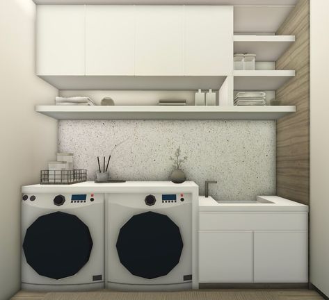 Bloxburg Architecture, Layouts Bloxburg, Bloxburg Apartment Layout, Bloxburg Laundry Room Ideas, Dröm Hus Planer, Roblox Houses, Bloxburg Rooms, Bloxburg Interior, Bloxburg Building