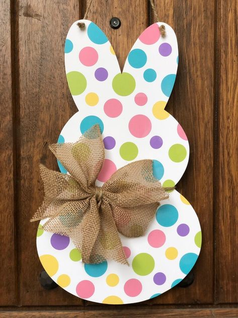 Easter Porch, Easter Classroom, Easter Flower Arrangements, Easter Wood Crafts, Easter 2024, Bunny Door Hanger, Rabbit Crafts, Easter Flower, Easter Wreath Diy