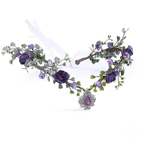 Amazon.com: MOSTORY Purple Flower Headpiece - Fairy Floral Crown Woodland Elf Headband Forest Wreath Elven Tiara for Renaissance Cosplay Christmas Wedding Party Bridal Women Girls : Clothing, Shoes & Jewelry Angel Falling, Elf Headband, Elf Headpiece, Forest Wreath, Fairy Flower Crown, Fairy Wreath, Wedding Hair Flower Crown, Leaf Fairy, Fairy Headband