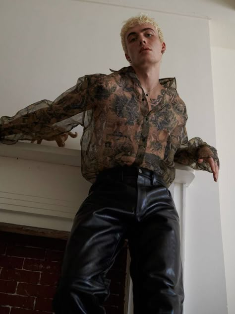 Prom Outfits Men, Tanner Reese, Sheer Shirts, Gender Fluid Fashion, Gala Outfit, Wilhelmina Models, Queer Fashion, Sheer Shirt, Creation Couture