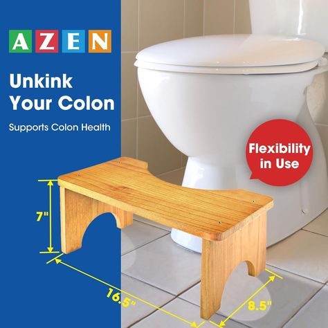 Amazon.com: AZEN Toilet Stool Squat Adult, Wood Poop Stool for Bathroom Adults, Portable Toilet Potty Stool for Adults, 7 Inch Height : Health & Household Stool For Bathroom, Potty Stool, Toilet Stool, Diy Stool, Colon Health, Portable Toilet, Diy Bathroom, Health, Wood