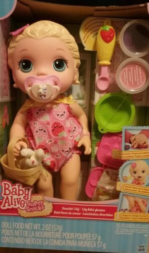 SALE !BABY ALIVE CUTE SNACKIN LILY SUPER SNACKS BLONDE! W/ FREE BUNNY PACIFIER! in Dolls & Bears,Dolls,Dolls-Interactive | eBay Muñeca Baby Alive, Baby Food By Age, Baby Alive Food, Toddler Girl Toys, Super Snacks, Baby Live, Baby Reading, Princesa Peach, Princess Toys