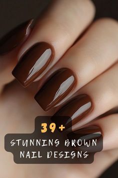 Fun Brown Nail Designs, Short Nails Brown Design, Chocolate Nails Design Brown, Nails With Brown Design, Brown Elegant Nails, Maroon Brown Nails, Brown Wedding Nails, Fall Brown Nail Colors, Brown Nail Designs Almond