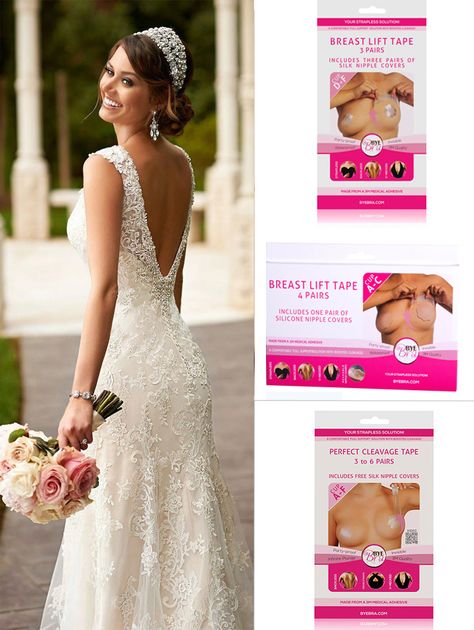 Wedding Wednesday. We're loving this low back wedding dress 😍 Bye Bra Breast Lift Tape is perfect to use when wearing a low back wedding dress. Push Up Bra For Backless Wedding Dress, Stick On Bra Tips Backless Dresses, Elegant Backless Bra With Removable Pads, Bra With Backless Dress Hack, Low Back Dress Bra Hack, Bra Tape, Bra Hacks, Breast Lift, Purple Wedding Dress