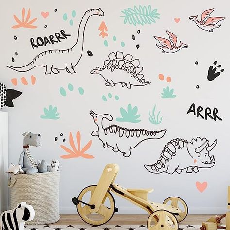 Dinosaur Plant, Dinosaur Wall Decor, Bedroom Stickers, Dinosaur Bedroom, Personalized Bedroom, Wall Art Stickers, Dinosaur Wall Stickers, Dinosaur Stickers, Closet Decor