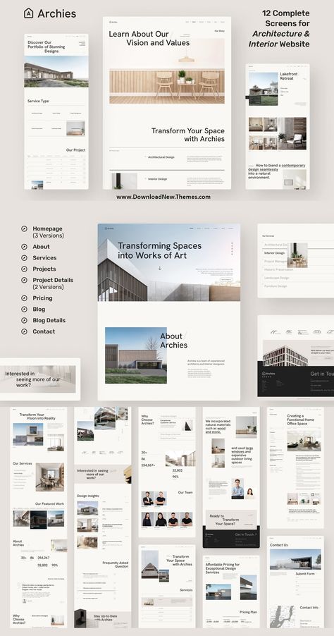 Minimalist Architecture Interior Figma Template Architectural Website Design, Minimalist Architecture Interior, Interior Design Engineering, Architecture Website, Window Construction, Natural Interior Design, Interior Design Template, First Instagram Post, Figma Template