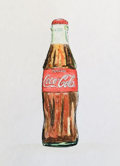 Coca Cola Bottle Drawing, Cola Bottle Drawing, Coke Bottle Drawing, Coke Illustration, Coca Cola Drawing, Coca Cola Painting, Glass Coke Bottles, Denim Paint, Beer Painting