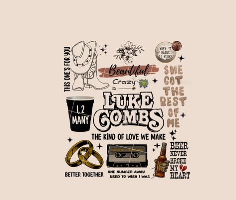 Luke Combs Svg Free, Luke Combs Wallpaper Aesthetic, Luke Combs Aesthetic, Luke Combs Tattoo Ideas, Luke Combs Tattoo, Luke Combs Poster, Luke Combs Wallpaper, Collage Notebook, Song Lyric Tattoos