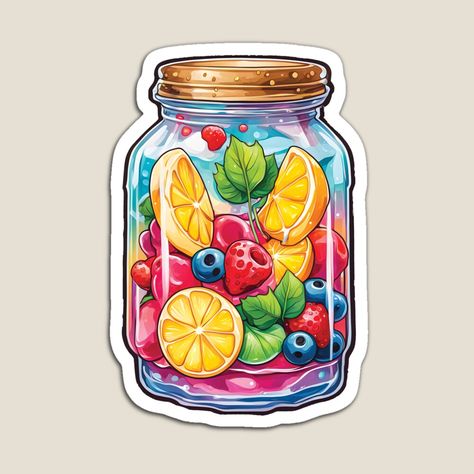 Get my art printed on awesome products. Support me at Redbubble #RBandME: https://www.redbubble.com/i/magnet/Fruitful-Delights-Glass-Jar-Juicy-Jam-Sticker-by-Nourelyakineart/151985069.TBCTK?asc=u Jam Bottle, Fruit Jar, Preppy Stickers, Jam Jars, Fruit Jam, Candy Jar, Jam Jar, Bottle Sticker, Candy Jars