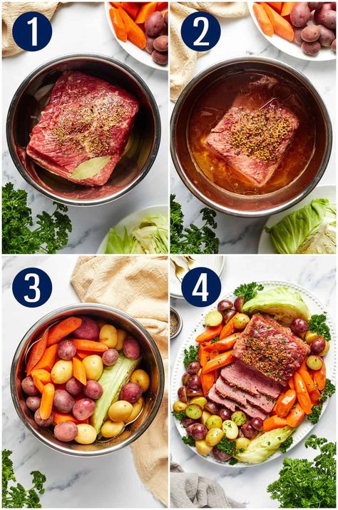 Corn Beef Cabbage Instant Pot, Instapot Corned Beef And Cabbage, Corned Beef Potatoes And Carrots, Instant Pot Corn Beef And Cabbage, Instant Pot Corned Beef And Potatoes, Cornbeef Cabbage And Potatoes Instapot, Corned Beef Instant Pot Recipe, Instapot Corned Beef Recipes, Instant Pot Corned Beef Brisket