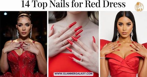 14 Top Nails for Red Dress Nail Colors With Red Dress, What Color Nails With Red Dress, Nails To Match Red Dress, Nails That Go With A Red Dress, Nails For Red Dress, Fun Nail Colors, Top Nails, Red Dresses Classy, Red Nail Polish