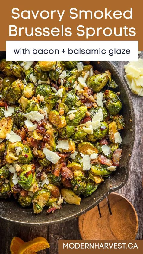 Smoked Brussel Sprouts With Bacon, Honey Bacon Brussel Sprouts, Smoked Brussel Sprouts, Brussel Sprouts With Honey, Balsamic Glaze Brussel Sprouts, Honey Bacon, Balsamic Brussel Sprouts, Brussels Sprouts With Bacon, Bacon Brussel Sprouts