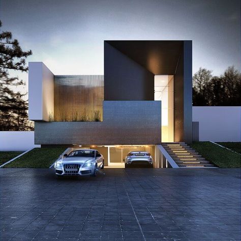 Every project we do has a unique concept. Our trademark: conceptual and schematic design, creating projects around the world... A Modern House, Garage Design, Architecture Exterior, Modern Exterior, Architectural Inspiration, Facade House, Residential Architecture, Design Case, Contemporary Architecture