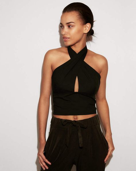 Express Cross Front Halter Neck Crop Top #shirts #fashion #clothes #clothing #affiliate Cross Neck Top, Halter Tops Outfit, It Professional, Halter Neck Crop Top, Fall Fashion Trends Women, Fashionably Late, Cross Neck, Trendy Tops For Women, Fall Dress Outfit