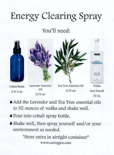 Auric Spray Recipe, Essential Oils For Spirituality, Spiritual Floor Wash Recipe, Auric Spray, Cleansing Room Spray, Energy Clearing Spray, Aura Cleansing Spray, Clearing Spray, Essential Oil Spray Recipes