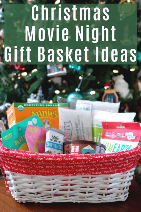 What To Put In A Movie Night Gift Basket, Christmas Movie Night Basket, Movie Night Gift Ideas, Movie Night Basket Ideas, Movie Night Gifts, Movie Night Gift Basket Ideas, Family Movie Night Basket, Family Movie Night Gift Basket, Making Gift Baskets