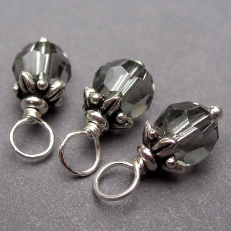 Black Diamond Swarovski Crystals Charms, Bouquet Charms, Stitch Markers, Interchangeable Earrings Jewelry, 6mm Swarovski Crystal Beads by TheDangleDiva on Etsy https://www.etsy.com/listing/164492446/black-diamond-swarovski-crystals-charms Diy Jewelry Charms, Interchangeable Earrings, Bouquet Charms, Earring Charms, Swarovski Crystal Beads, Silver Heart Necklace, Crystal Charm, Birthstone Charms, Diy Schmuck