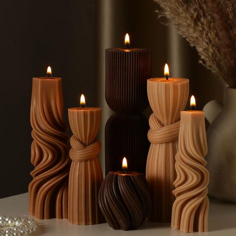 PRICES MAY VARY. Size and Design Varieties: our size is not large, please check the size carefully before buying, the package includes 6 differently styled decorative pillar candles, measuring between 1.97-6.89 inches/ 5-17.5 cm; This variety of sizes and designs serves beautiful visual effects and meets a wide range of your needs Aesthetic and Quality Material: our ribbed pillar aesthetic candles are made from quality soy wax with cotton wicks, ensuring a steady, safe, and delicate burn; Enjoy Candle Display Fireplace, Rust House Decor, Earth Toned Decor, Candles On Shelves, Candles As Centerpieces, Mens Appartement, Gifts For Fall Lovers, Speakeasy Home Decor, Home Decor For Couples