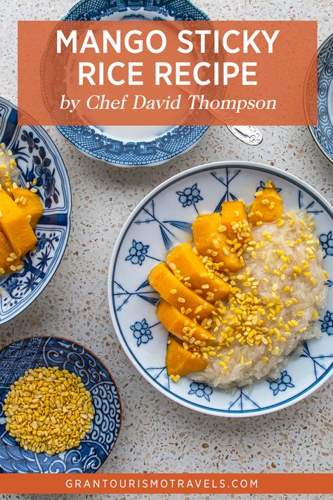 This Mango Sticky Rice Recipe by Chef David Thompson Is Not As Intimidating As It Looks via @grantourismo Thai Mango Sticky Rice, Mango Sticky Rice Recipe, Sticky Rice Recipe, Takeout Recipes, Mango Desserts, Sweet Sticky Rice, Thai Mango, Mango Sticky Rice, Easy Rice Recipes