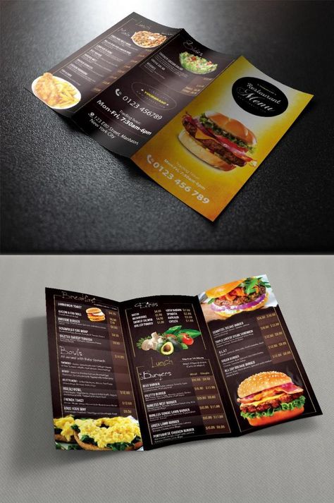 Menu Brochure Design, Menu Trifold, Pizza Menu Design, Menu Brochure, Brochure Food, Menu Design Inspiration, Digital Menu Boards, Brochure Design Creative, Restaurant Themes