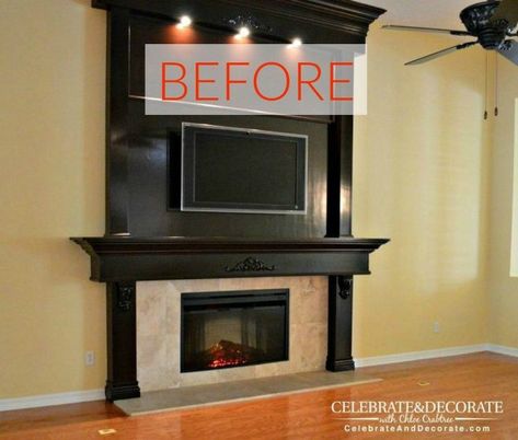 s 10 jaw dropping fireplace makeovers we can t stop looking at, fireplaces mantels, Before A big and brown TV space Fireplace Makeovers, Maroon Walls, Tv Over Fireplace, Garden Diy Ideas, Gas Fireplace Insert, Brick Fireplace Makeover, Wood Fireplace Mantel, Shiplap Fireplace, Concrete Fireplace