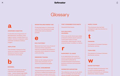 Glossary Layout Graphic Design, Glossary Page Design, Website Text Layout, Glossary Design Layout, Glossary Design, List Graphic Design, Layout Print, 달력 디자인, Graphic Design Website