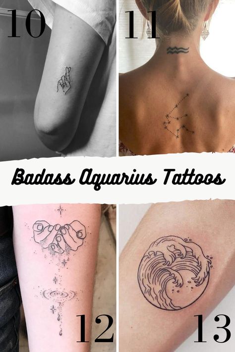 25 Badass Aquarius Tattoo Designs - tattooglee Zodiac Signs Aquarius Tattoo, Taurus And Aquarius Tattoo, Aquarius Tattoo Women, Leo And Aquarius Tattoo, Unique Aquarius Tattoos For Women, Aquarius Tattoo Men, Best Aquarius Tattoos, Small Aquarius Tattoo, Tattoo Ideas Aquarius