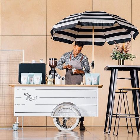 Coffee Cart For Events, Food Trailer Design, Coffee Cart Ideas, Food Setup, Coffee Event, Mobile Coffee Cart, Coffee Food Truck, Gerobak Dorong, Bike Food