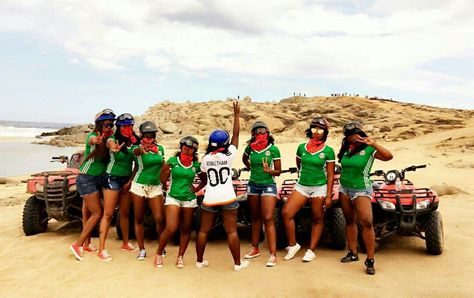 Atv riding with bridal party in cabo San Lucas Four Wheeling, Atv Riding, 25th Birthday, Wedding Vibes, Your Character, Bachelorette Weekend, Custom Jerseys, Big Trucks, Bachelor Party