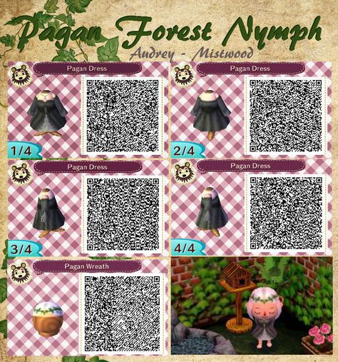 Cute Qr Codes, Dress Qr Code, Animal Crossing Qr Codes, Acnl Qr Codes, Motif Acnl, Forest Nymph, Animal Crossing 3ds, Ac New Leaf, Happy Home Designer