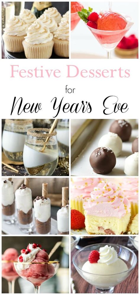 New Year's Eve desserts should make an impression, and these 12 dessert recipes are show stoppers! The best party desserts, including champagne cupcakes! New Years Cupcake Ideas, New Years Eve Deserts, Nye Desserts, New Years Eve Snacks, New Years Eve Dessert, New Year's Cupcakes, New Year's Desserts, Dinner Desserts, New Years Eve Food