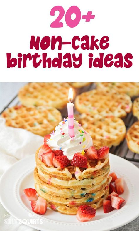 If birthday cake just isn't your thing, check out these 20 non-cake birthday ideas for your special day. From rice krispies, to waffles, to cookies, there's a ton of different ways to make a non-traditional birthday cake. My favorite is the brownie cake. What's your favorite birthday cake alternative? Check it out! Birthday dessert ideas | birthday cake | birthday cake alternatives | birthday party ideas