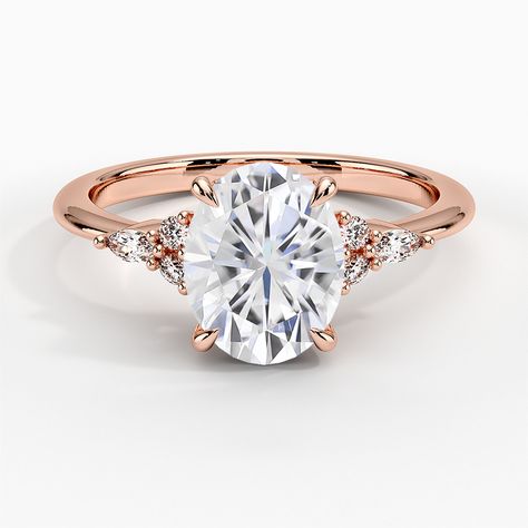 Moissanite Nadia Diamond Ring in 14K Rose Gold Three Stone Diamond Rings Engagement, Deco Rose, Three Stone Diamond Ring, Three Stone Diamond, Pear Diamond, Pear Shaped Diamond, Metal Band, Three Stone Rings, Precious Metal