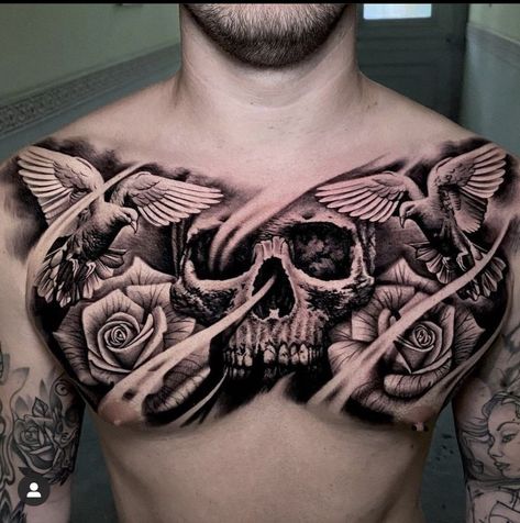 #3DTattoos, #TattooArt, #MindBlowingTattoos, #OpticalIllusion, #TattooInspiration, #CrazyTattoos, #TattooDesigns, #BodyArt, #TattooIdeas, #InkArt, #TattooLife, #UniqueTattoos, #TattooArtist, #TattooLovers, #TattooGallery, #TattoosOfInstagram, #TattooAddict, #InkMaster, #TattooCulture, #Tattooed Chest Piece Tattoo Men Design, Rose Chest Tattoo, Chest Tattoo Stencils, Chest Tattoo Drawings, Arm Tattoos For Guys Forearm, Rib Tattoos For Guys, Full Chest Tattoos, Unique Tattoos For Men, Rose Tattoos For Men