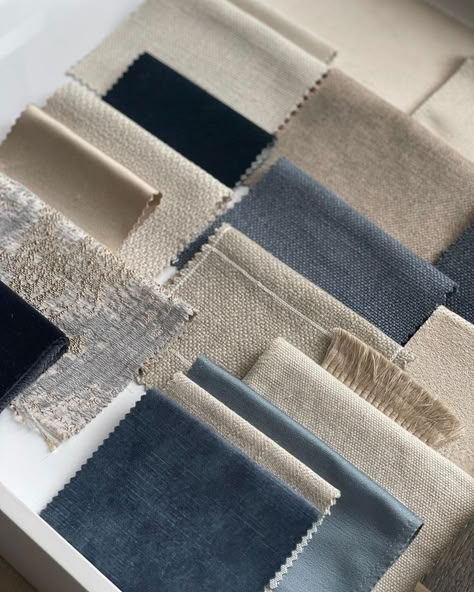 Navy And Cream Color Palette, Sofa Fabric Texture, Fall Interior Design, Materials Board Interior Design, Interior Design Fabric, Luxury Pillows Decorative, Mood Board Interior, Classy Living Room, Interior Design London