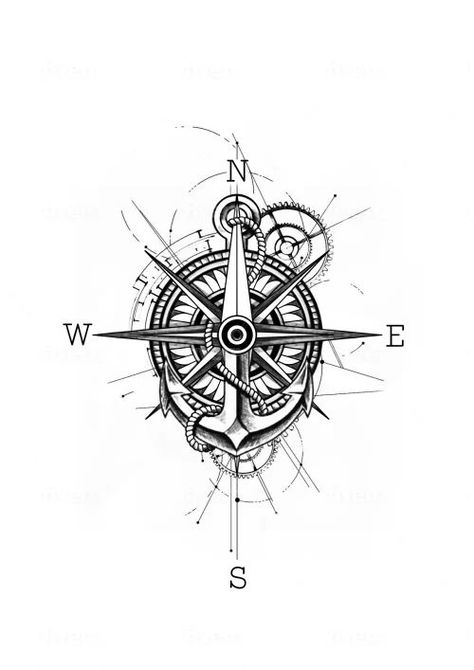 Pirates Compass Tattoo, Naval Compass Tattoo, Colored Anchor Tattoo For Men, Compass Tattoo With Family Names, Compass Anchor Tattoo Design Men, Maritime Tattoo Nautical, Compass With Dates Tattoo, Greek Compass Tattoo, Compass Tattoo Nautical