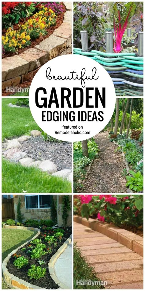 Dress Up Your Garden With These Beautiful Garden Edging Ideas Featured On Remodelaholic.com Flower Bed Decor Ideas, Flower Bed Decor, Garden Edging Ideas, Landscape Timbers, Bottle Garden, Edging Ideas, Landscape Edging, Lawn Edging, Family Garden