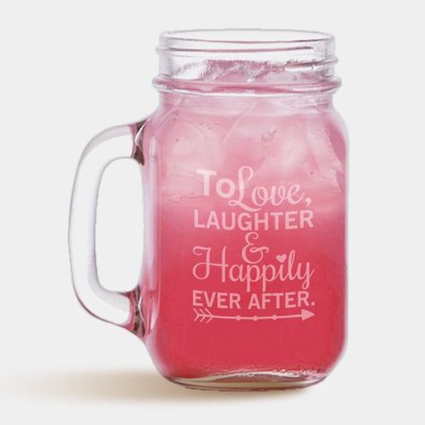 Bridal Shower Favors Diy, Mason Jars With Handles, Personalized Mason Jars, Bridal Shower Gifts For Bride, Glass Mason Jars, Dinners For Kids, Personalized Couple, Bridal Shower Favors, Cheap Diy