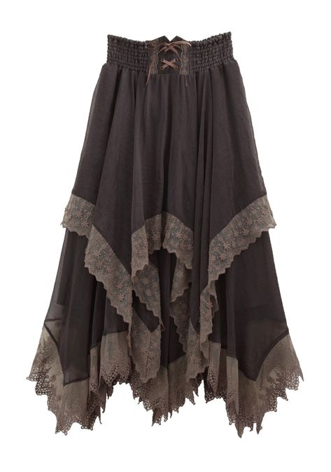 Finding Mori — Irregular Hem Long Skirt by Axes Femme Strega Fashion, Handkerchief Skirt, Witchy Fashion, Skirt Maxi, Irregular Hem, A Skirt, Ladies Dress Design, Skirt Outfits, Long Skirt