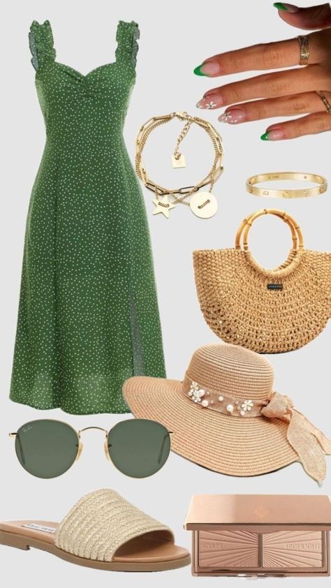 Green Polka Dot Dress, Modesty Outfits, Dress Stylish, Easy Trendy Outfits, Green Polka Dot, Chic Outfit, Modest Fashion Outfits, Looks Chic, Summer Fashion Outfits