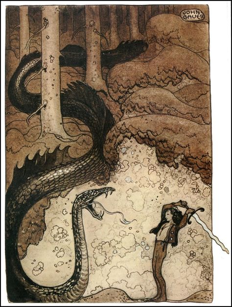 John Bauer, 동화 삽화, Fairytale Illustration, Alphonse Mucha, Fairytale Art, Art And Illustration, Folk Tales, A Dragon, Childrens Illustrations