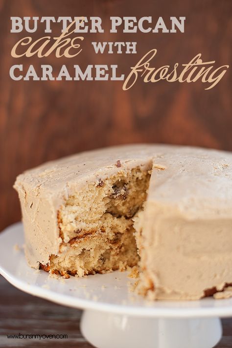 butter pecan cake with caramel frosting Caramel Frosting Recipe, Cake With Caramel Frosting, Butter Pecan Cake, Cake With Caramel, Cake Calories, 40th Cake, Caramel Frosting, Pecan Cake, Pecan Recipes