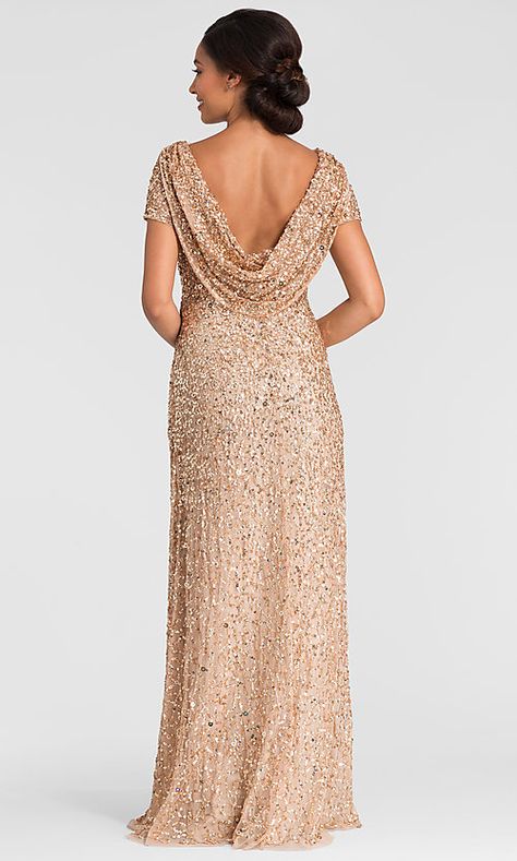 Image of champagne gold sequin MOB dress by Adrianna Papell Style: AP-AP1E202166-CG Back Image Long Mothers Dress, Champagne Sequin Dress, Brides Mom Dress, Sequin Mesh Dress, Brides Mom, Simple Bride, Gold Sequin Dress, Mother Of The Bride Dresses Long, Mother Of The Bride Outfit