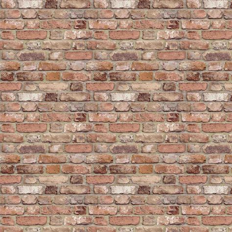 A realistic looking lightly textured weathered brick wall effect design. Shown in the Rust realistic red brick colourway. Weathered Brick Wall, Wall Effects Texture, Brick Texture Architecture, Orange Brick Wallpaper, Bricks Aesthetic, Brick Texture Seamless, Red Brick Texture, Brick Aesthetic, Interior Brick Wall