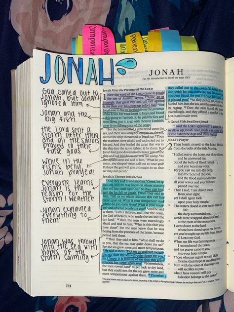 Highlighting Your Bible, Jonah Bible Journaling, Jonah Bible Study, Bible Journaling Notes, Jonah Bible, Bible Goals, Bible Highlighting, Journal Bible Quotes, Bible Journal Notebooks