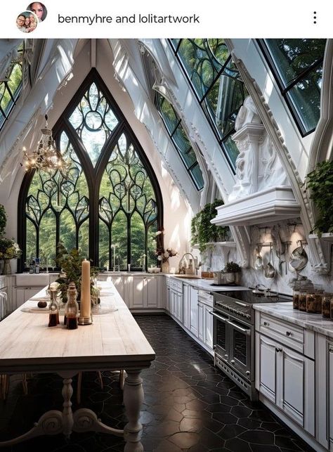 Castle Like Homes Interiors, Pretty Cottage House, Castle Inspired Homes Interior Design, Midevil Home Aesthetic, Romantic Home Design, Rivendell Inspired Home, Modern Castle House Interiors, Modern Medieval Home, Modern Castle Interior