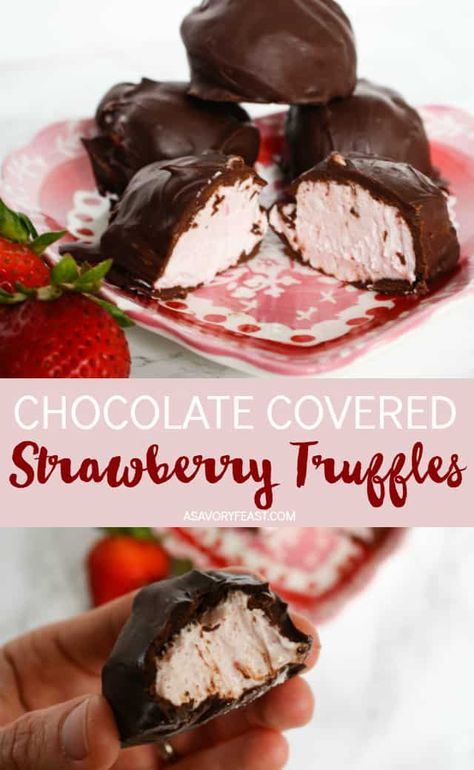 Strawberry Truffles, Brownie Vegan, Strawberry Truffle, Homemade Truffles, Dessert Truffles, Chocolate Covered Strawberry, Candy Truffles, Candy Recipes Homemade, Christmas Candy Recipes