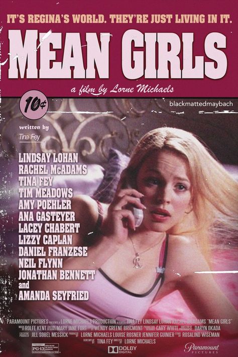 Mean Girls Movie Poster, Trin Lovell, Mean Girls Poster, Pulp Fiction Poster, 2000s Posters, Mean Girls Movie, Y2k Posters, Posters For Room, Girl Movies