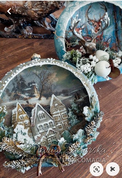 Christmas Diorama, Fairy House Crafts, 3d Elements, Bird Christmas Ornaments, Christmas Mix, Christmas 3d, Country Christmas Decorations, Pretty Christmas, Victorian Christmas